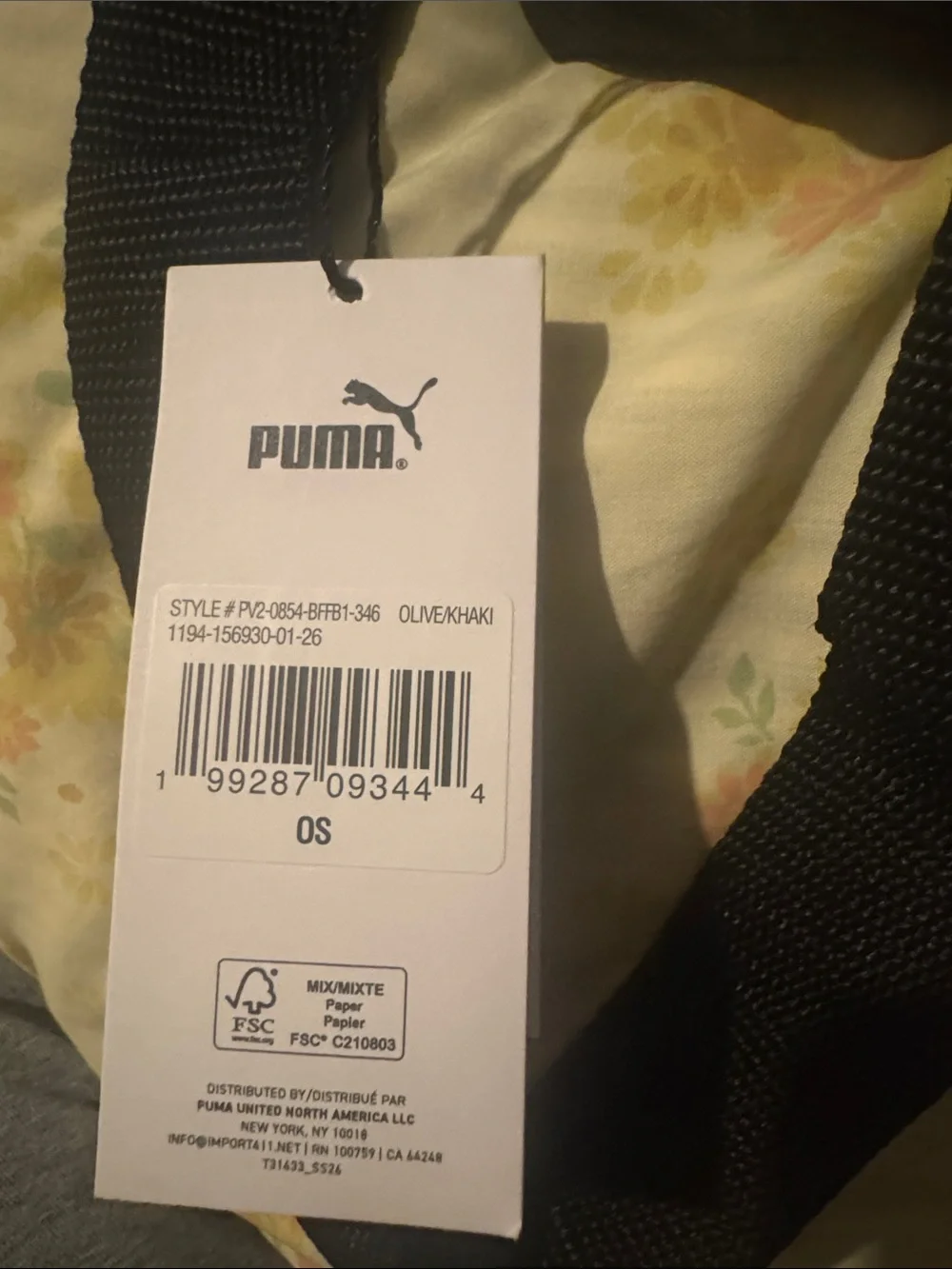 Puma Duffel Bag Olive Green Black 36L New With Tags
